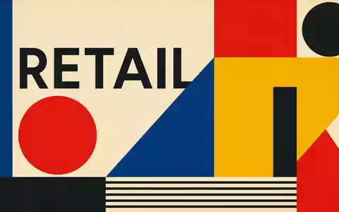Dunelm Group plc GB0033745292 wird abstrakt als Bauhaus-Poster mit geometrischen Formen und Sektor-Text RETAIL dargestellt - Foto: THN