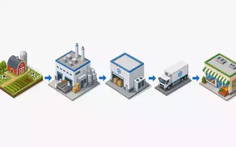 Cranswick plc GB0002333333 visualisiert isometrisches Diagramm der Lebensmittel-Wertschöpfungskette von Bauernhof bis Handel - Foto: THN