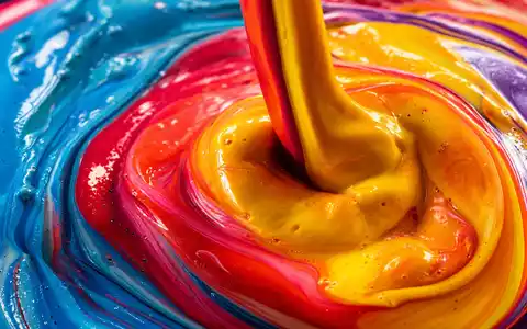 Sherwin-Williams (US8243481051) stellt Farben her, hier als extreme Makroaufnahme von wirbelnder, glänzender Farbflüssigkeit eindrucksvoll gezeigt - Foto: THN