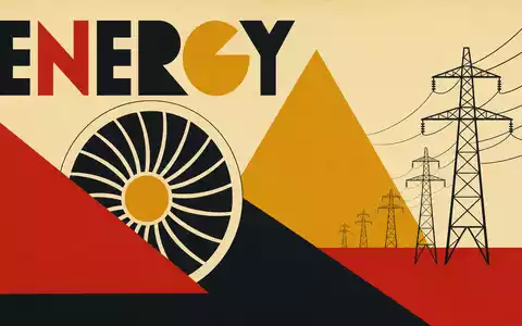 Siemens Energy AG (DE000ENER6Y0) symbolisiert Energietechnik im geometrischen Bauhaus-Postermotiv mit dem Schriftzug ENERGY und Strommasten - Foto: THN