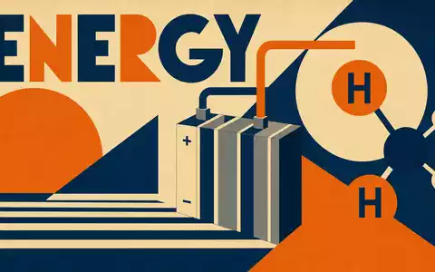 SFC Energy AG DE0007568578 Bauhaus-Poster mit geometrischen Formen, Wasserstoffmolekül und Schriftzug ENERGY - Foto: THN