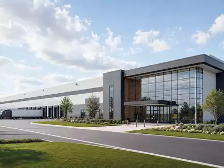 Sealed Air Corp. (US81211K1007): Architektur-Render einer modernen Verpackungsanlage mit Glasfassade und Laderampen bei Tageslicht - Foto: THN