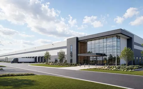 Sealed Air Corp. (US81211K1007): Architektur-Render einer modernen Verpackungsanlage mit Glasfassade und Laderampen bei Tageslicht - Foto: THN