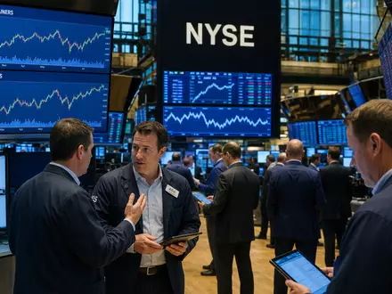Sealed Air Corp. (US81211K1007): Börsen-Editorial mit Händlern vor Bildschirmen mit Verpackungssektor-Charts an der NYSE - Foto: THN