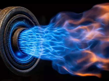 Extreme Makroaufnahme einer flackernden blauen Erdgasflamme veranschaulicht das Kerngeschäft von Sempra mit ISIN US8168511090 - Foto: THN
