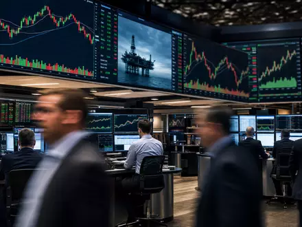 Börsen-Editorial-Foto mit Energie-Aktiencharts auf belebtem Trading-Floor symbolisiert die Kursentwicklung der Sempra-Aktie ISIN US8168511090 - Foto: THN