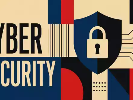 secunet Security Networks DE0007276503 gestaltet Bauhaus-Poster mit Schild-Symbol, Schloss und Text CYBER SECURITY geometrisch - Foto: THN