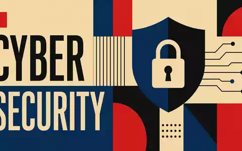 secunet Security Networks DE0007276503 gestaltet Bauhaus-Poster mit Schild-Symbol, Schloss und Text CYBER SECURITY geometrisch - Foto: THN