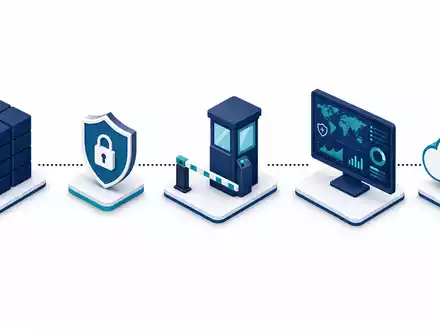 secunet Security Networks DE0007276503 visualisiert isometrische Wertschöpfungskette von Server, Schild, Grenzkiosk und Cloud - Foto: THN