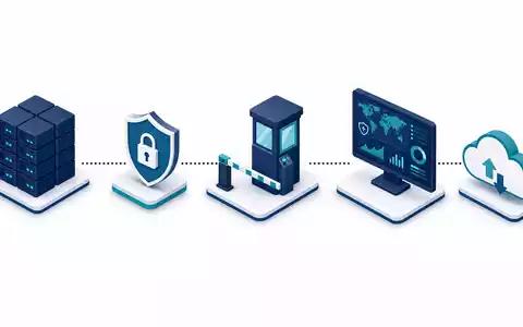 secunet Security Networks DE0007276503 visualisiert isometrische Wertschöpfungskette von Server, Schild, Grenzkiosk und Cloud - Foto: THN