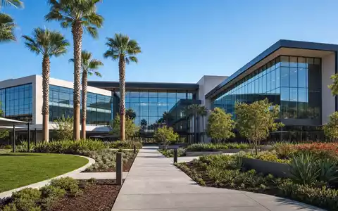 ServiceNow Inc. (US81762P1021) zeigt ein Architektur-Render eines modernen Bürogebäudes in Santa Clara mit Glasfassade - Foto: THN