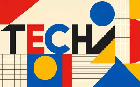 ServiceNow Inc. (US81762P1021) inspiriert ein geometrisches Bauhaus-Poster mit buntem TECH-Schriftzug und kräftigen Formen - Foto: THN