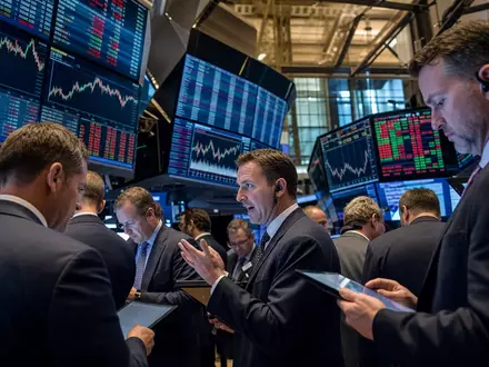 ServiceNow Inc. (US81762P1021) wird im Börsen-Editorial mit Händlern vor Kursbildschirmen der Börse dargestellt - Foto: THN