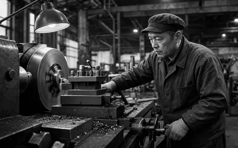 Schaeffler AG (DE000SHA0100) steht für Präzisionsmetallverarbeitung, dokumentiert hier als dokumentarische Schwarzweiß-Reportage eines Werkarbeiters - Foto: THN