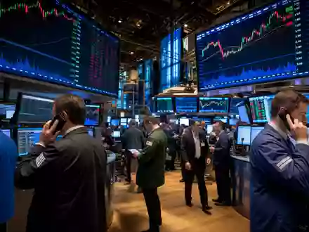 Huntington Bancshares US4461501045 Börsen Editorial auf dem NASDAQ Handelsparkett mit Kursanzeigen und Brokern - Foto: THN