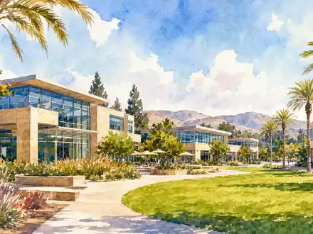 HP Inc. Silicon-Valley-Campus in Palo Alto als malerisches Aquarellgemälde dargestellt, ISIN US40434L1052 - Foto: THN