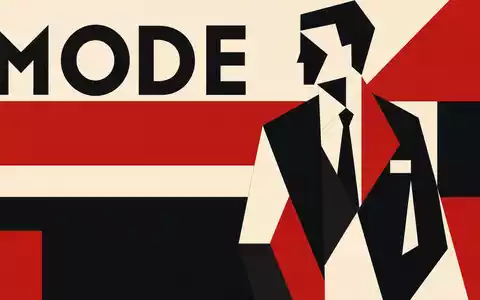 Hugo Boss AG DE000A1PHFF7 – Bauhaus-Poster mit geometrischer Anzugsilhouette und dem Sektor-Text MODE - Foto: THN