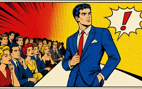 Hugo Boss AG DE000A1PHFF7 – Pop-Art-Comic zeigt elegante Anzugfigur auf buntem Halbtonpunkte-Hintergrund - Foto: THN
