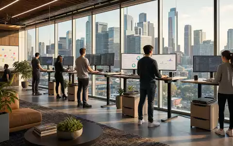 HubSpot Softwareunternehmen ISIN US4435731009 zeigt modernes Büro mit Entwicklern an CRM-Analyse-Dashboards weltweit - Foto: THN