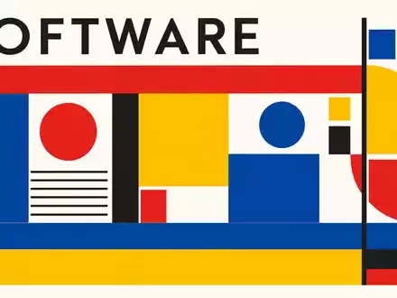 HubSpot Software US4435731009 Bauhaus-Grafikposter mit geometrischen Formen in PrimÀrfarben und Sektor-Text SOFTWARE - Foto: THN