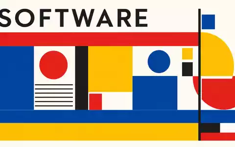 HubSpot Software US4435731009 Bauhaus-Grafikposter mit geometrischen Formen in Primärfarben und Sektor-Text SOFTWARE - Foto: THN