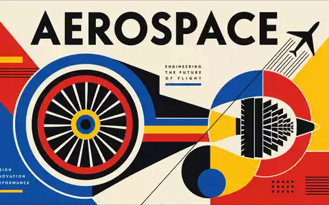 Howmet Aerospace US4432011082 geometrisches Bauhaus-Poster mit stilisierten Triebwerksformen und dem Sektor-Text AEROSPACE - Foto: THN