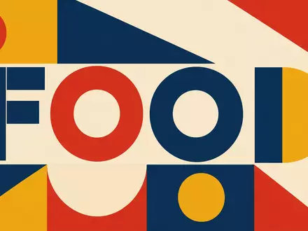 Sysco Corp. (US8718291078) inspiriert ein Bauhaus-Poster mit geometrischen Formen und dem Sektor-Wort FOOD - Foto: THN