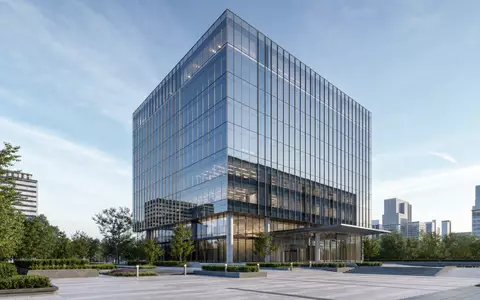 Architektur-Render visualisiert modernen Glasturm passend zu Synopsys Inc. (ISIN US8716071076) als typisches Software-Unternehmenshauptquartier - Foto: THN