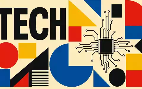 Bauhaus-Poster kombiniert geometrische Formen mit Schriftzug TECH als Sinnbild für Synopsys Inc. (ISIN US8716071076) Chipdesign - Foto: THN