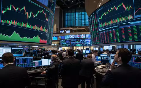 Börsen-Editorial zeigt Trading-Floor mit Halbleiter-Charts, passend zur Notierung von Synopsys Inc. (ISIN US8716071076) Technologiebörse - Foto: THN