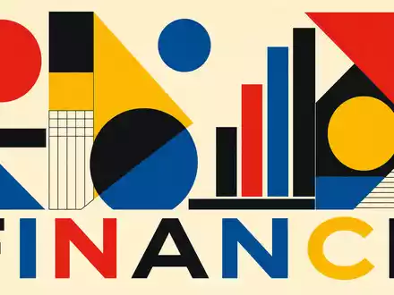 Geometrisches Bauhaus-Poster mit Sektor-Text FINANCE steht sinnbildlich für T. Rowe Price Group, ISIN US74144T1088, Finanzbranche - Foto: THN