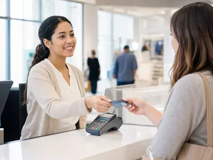 Fotorealistisches Motiv zeigt Kartenzahlung im Einzelhandel und steht für Synchrony Financial, ISIN US87165B1035 - Foto: THN