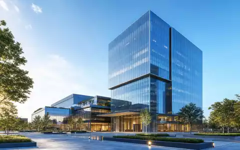Architektur-Render eines modernen Bürogebäudes veranschaulicht den Unternehmenssitz von Synchrony Financial, ISIN US87165B1035 - Foto: THN