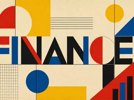 Geometrisches Bauhaus-Poster mit Sektor-Text FINANCE steht sinnbildlich für Synchrony Financial, ISIN US87165B1035 - Foto: THN