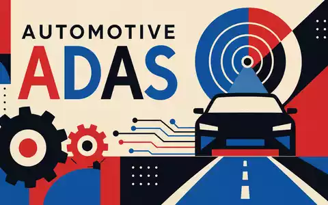 Valeo SE FR0013176526 stellt Bauhaus-Poster mit geometrischen Formen, Zahnrädern und Schriftzug AUTOMOTIVE ADAS dar - Foto: THN