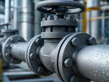 Koninklijke Vopak N.V. (ISIN NL0009432491) nutzt robuste Pipeline-Armaturen, hier in einer detailreichen Makroaufnahme gezeigt - Foto: THN