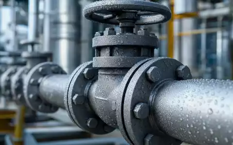 Koninklijke Vopak N.V. (ISIN NL0009432491) nutzt robuste Pipeline-Armaturen, hier in einer detailreichen Makroaufnahme gezeigt - Foto: THN