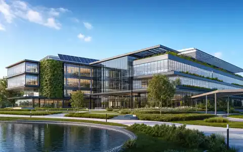 Architektur-Render eines nachhaltigen Bürogebäudes visualisiert den Unternehmenssitz von Corbion N.V. (ISIN NL0010583399) - Foto: THN