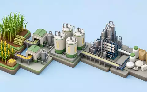Isometrische 3D-Illustration der Wertschöpfungskette veranschaulicht den Produktionsprozess von Corbion N.V. (ISIN NL0010583399) - Foto: THN