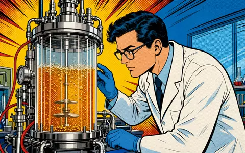 Pop-Art-Comic-Szene mit Wissenschaftler am Bioreaktor illustriert die Innovationskraft von Corbion N.V. (ISIN NL0010583399) - Foto: THN