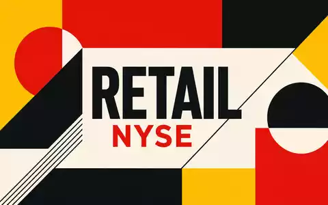 AutoZone Inc. ISIN US0533321024 geometrisches Bauhaus-Poster mit fettgedrucktem RETAIL und NYSE auf primären Farben - Foto: THN