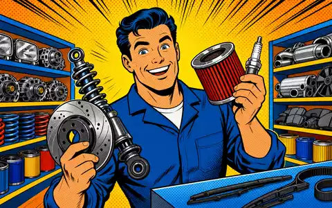 AutoZone Inc. ISIN US0533321024 Pop-Art-Comic zeigt fröhlichen bunten Mechaniker mit Kfz-Ersatzteilen im Lager - Foto: THN