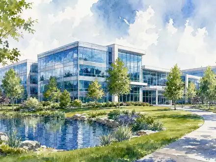 Avery Dennison Corp. Hauptquartier in Ohio gemalt als Aquarell unter ISIN US0536111091 in Mentor - Foto: THN