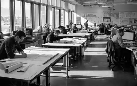Autodesk Inc. prägt die Ingenieurskultur; dokumentarisches Bild zeigt Designstudio US0527691069 in Schwarzweiß - Foto: THN