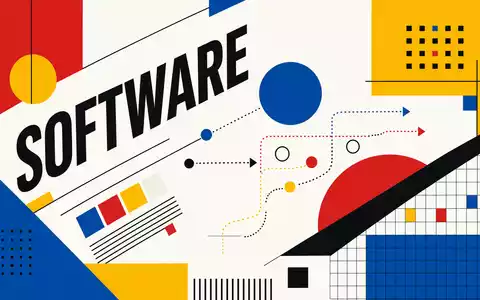 Autodesk Inc. im Bauhaus-Stil: geometrisches Sektorposter SOFTWARE für Aktie US0527691069 mit Primärfarben - Foto: THN