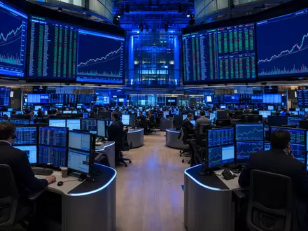 Autodesk Inc. an der NASDAQ US0527691069 gehandelt: Börsen-Tradingfloor mit Software-Sektorkursen auf Screens - Foto: THN