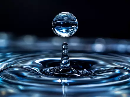 Severn Trent Plc (GB0009697037) steht sinnbildlich für Wasser, hier als Makroaufnahme eines fallenden Tropfens gezeigt - Foto: THN