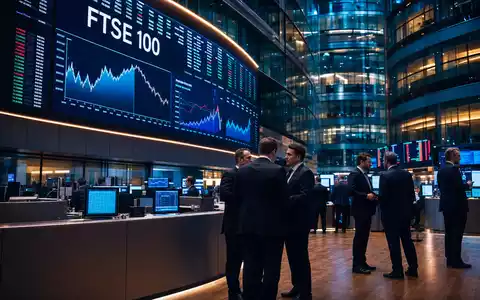 Melrose Industries PLC (GB00BNR5MZ78) zeigt Börsen-Editorial mit Händlern vor FTSE 100 Kursanzeigen in Londoner Handelsraum - Foto: THN