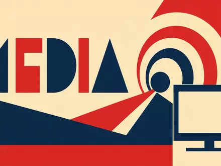 RTL Group LU0061462528 wird als geometrisches Bauhaus-Poster mit Sendewellen und dem Wort MEDIA dargestellt - Foto: THN