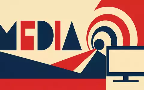 RTL Group LU0061462528 wird als geometrisches Bauhaus-Poster mit Sendewellen und dem Wort MEDIA dargestellt - Foto: THN